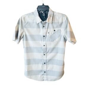 Shaun White boy’s short sleeve button down striped shirt streetwear XL (16) gray